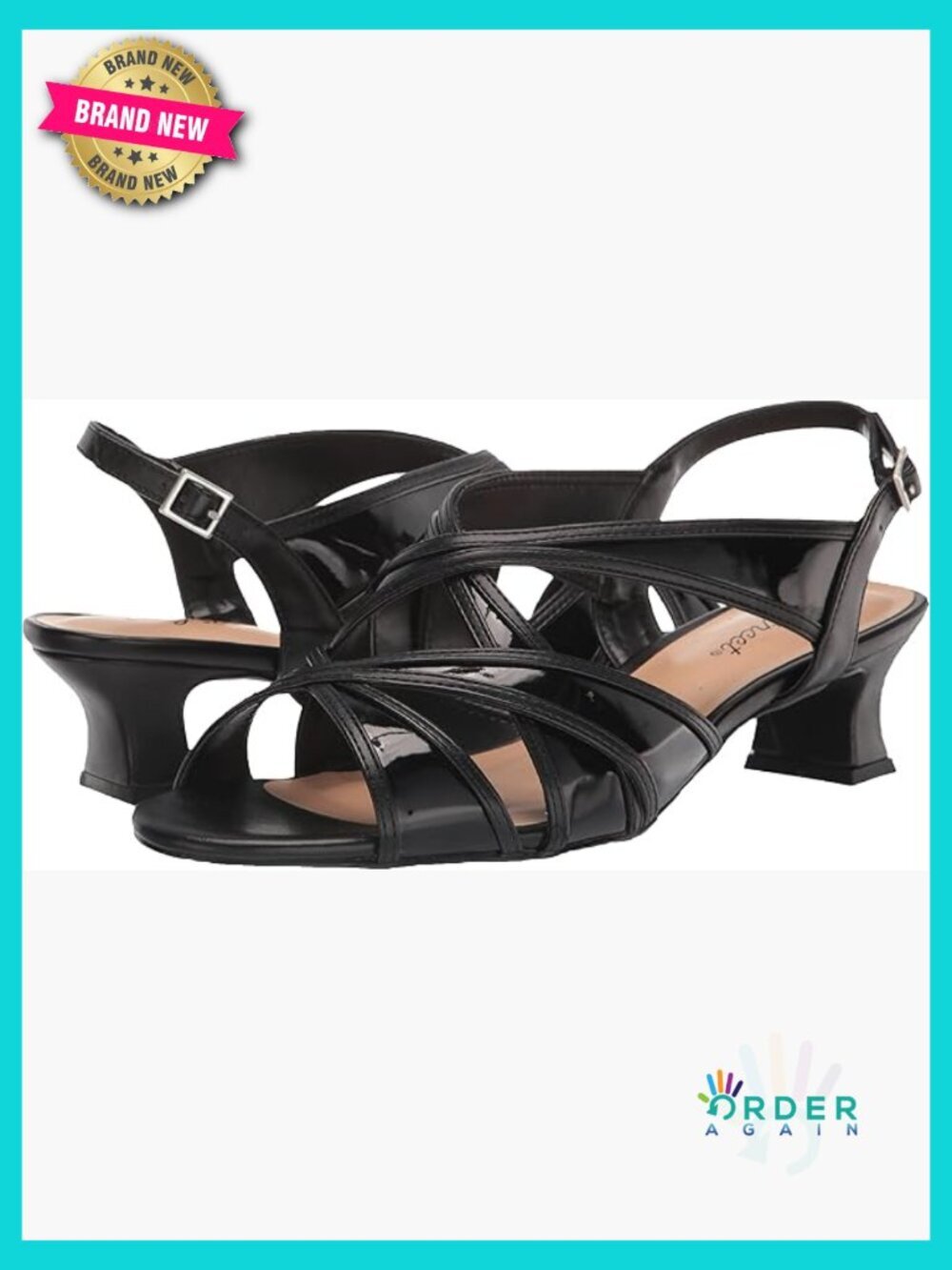 Patent Kitten Heel Slingback Sandals Open Toe Dress Heels 1.5 Inch
